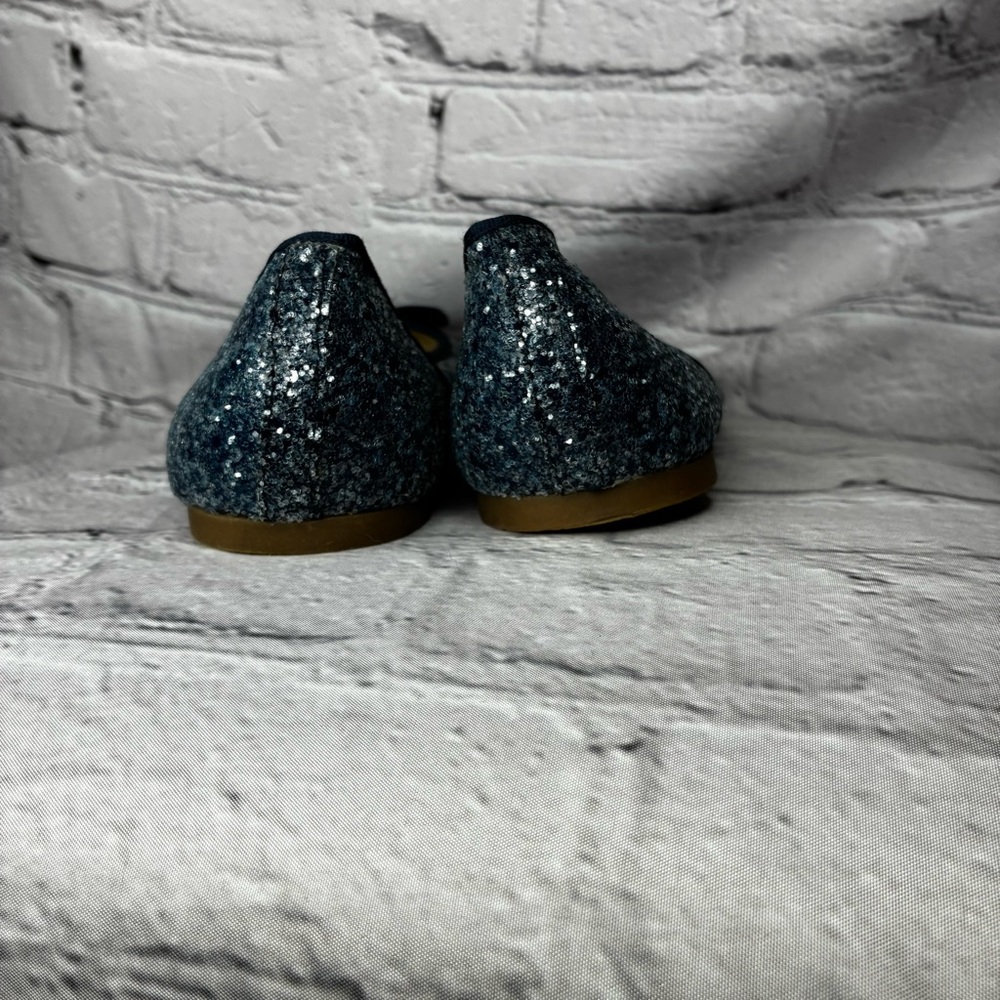 Lands' End Women’s Blue Sequin Glitter Ballet Flats w/Bow Round Toe Slip On Sz 7 - Picture 5 of 10